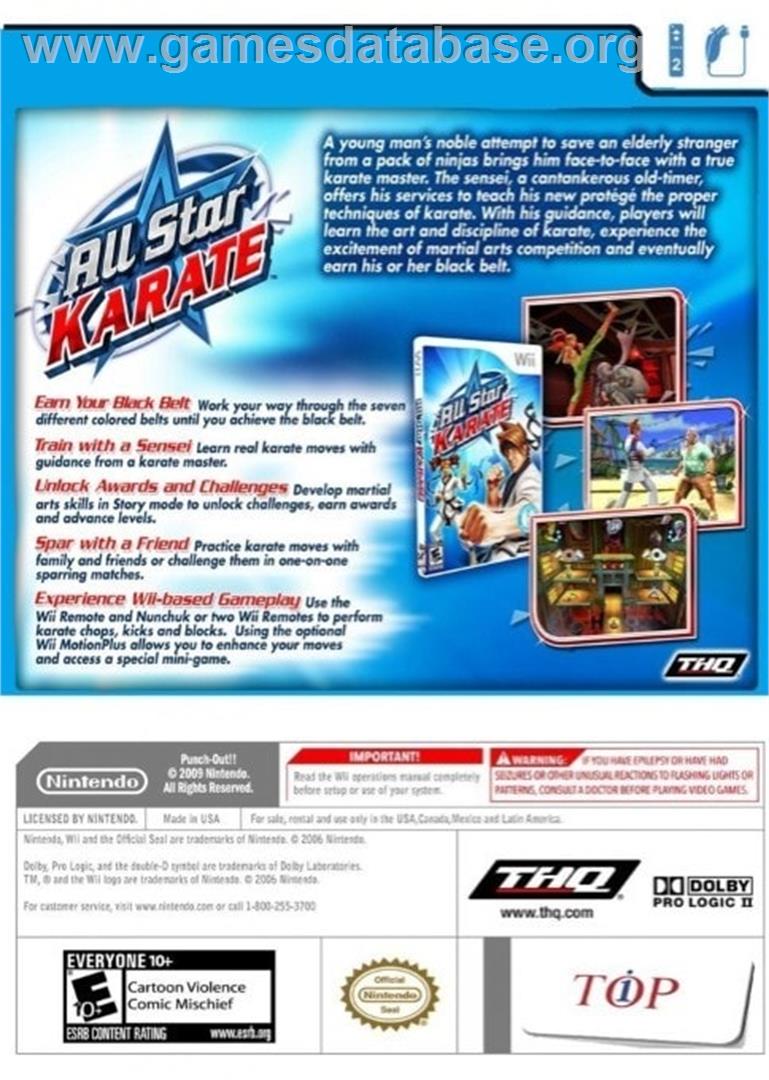All Star Karate - Nintendo Wii - Artwork - Box Back