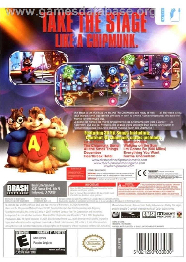 Alvin and the Chipmunks - Nintendo Wii - Artwork - Box Back