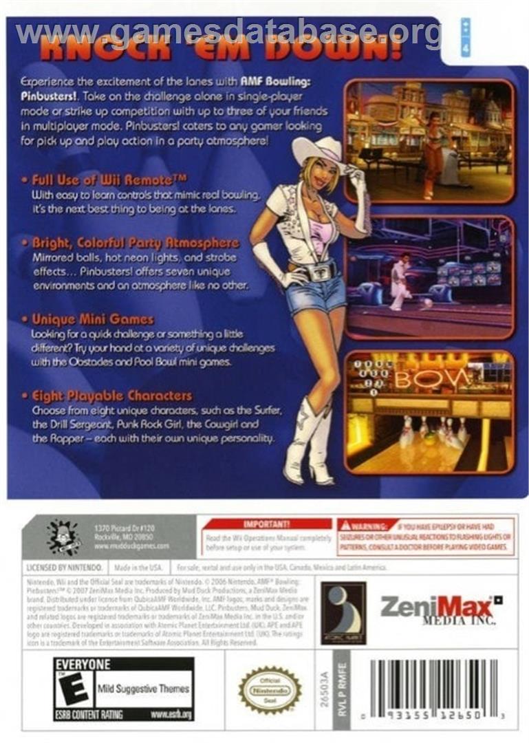 Amf Bowling Pinbusters! - Nintendo Wii - Artwork - Box Back