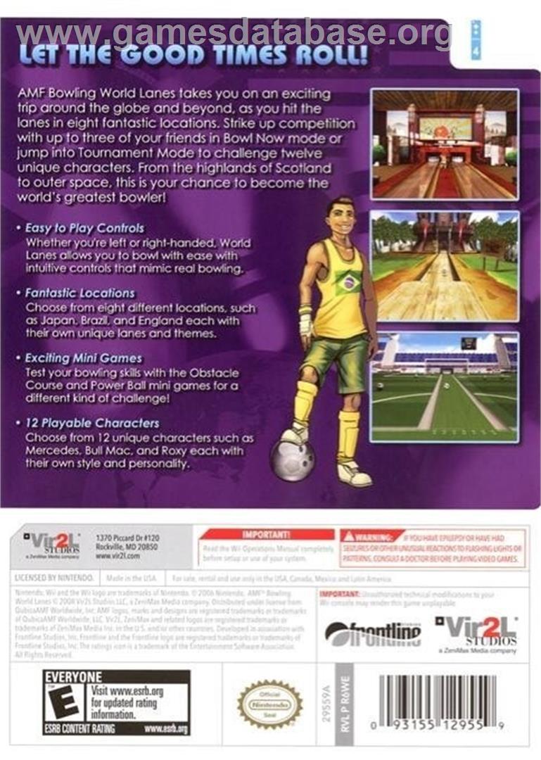 Amf Bowling World Lanes - Nintendo Wii - Artwork - Box Back