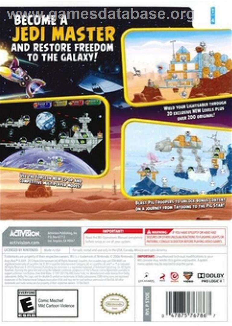 Angry Birds Star Wars - Nintendo Wii - Artwork - Box Back