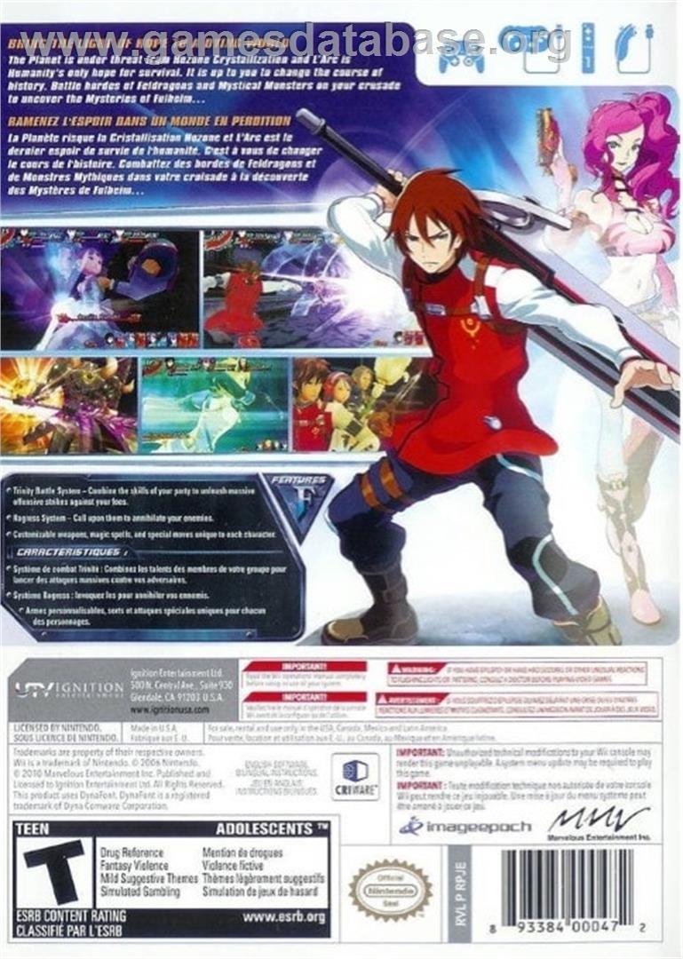 Arc Rise Fantasia - Nintendo Wii - Artwork - Box Back