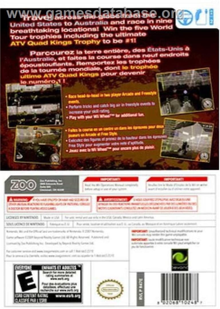 Atv Quad Kings - Nintendo Wii - Artwork - Box Back