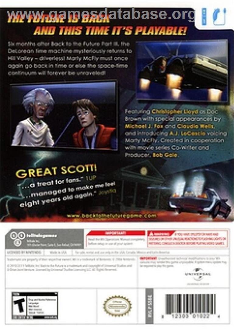 Back To The Future - The Game - Nintendo Wii - Artwork - Box Back