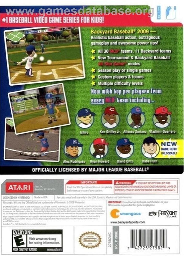Backyard Baseball '09 - Nintendo Wii - Artwork - Box Back