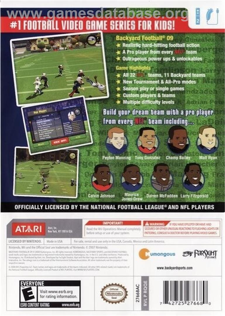 Backyard Football '09 - Nintendo Wii - Artwork - Box Back