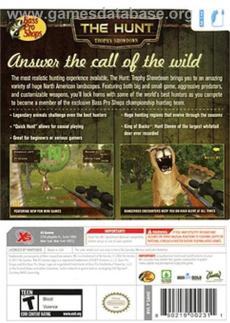Bass Pro Shops - The Hunt - Trophy Showdown - Nintendo Wii - Artwork - Box Back