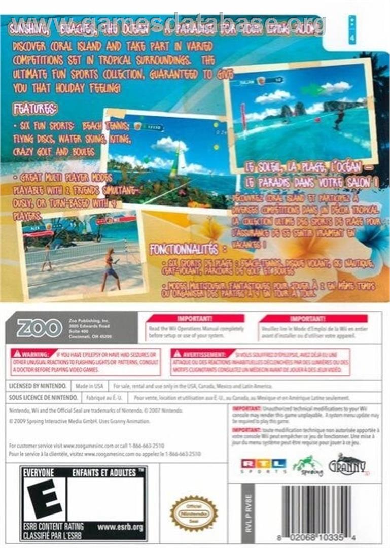 Beach Fun Summer Challenge - Nintendo Wii - Artwork - Box Back