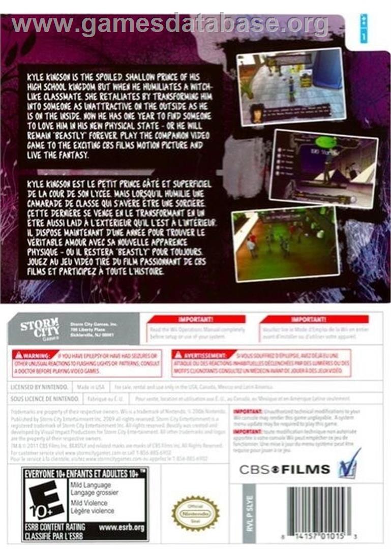 Beastly - Nintendo Wii - Artwork - Box Back