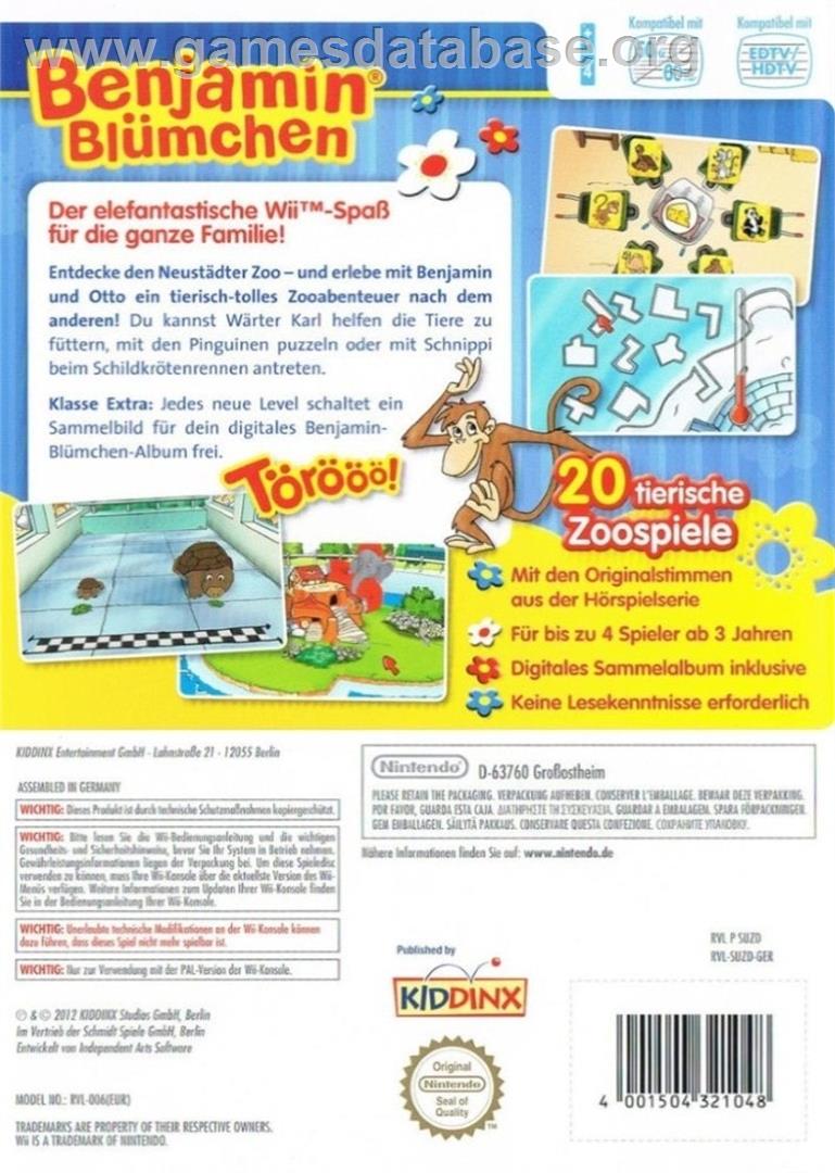 Benjamin Blümchen - Törööö Im Zoo - Nintendo Wii - Artwork - Box Back