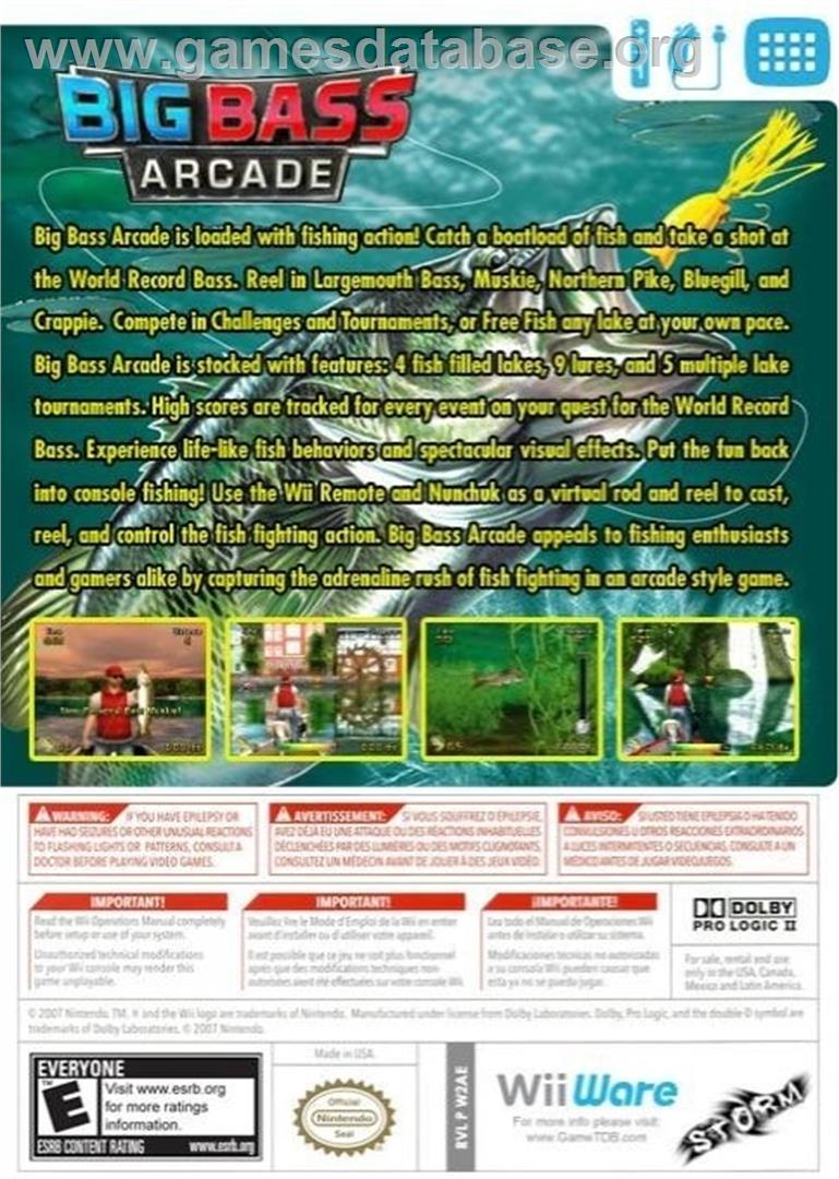 Big Bass Arcade - Nintendo Wii - Artwork - Box Back