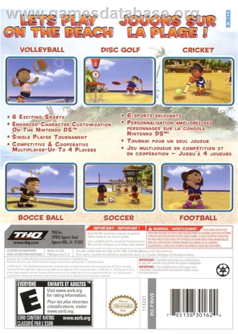 Big Beach Sports - Nintendo Wii - Artwork - Box Back