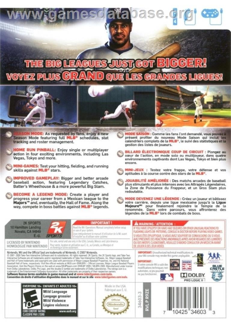 Bigs 2 - Baseball, The - Nintendo Wii - Artwork - Box Back