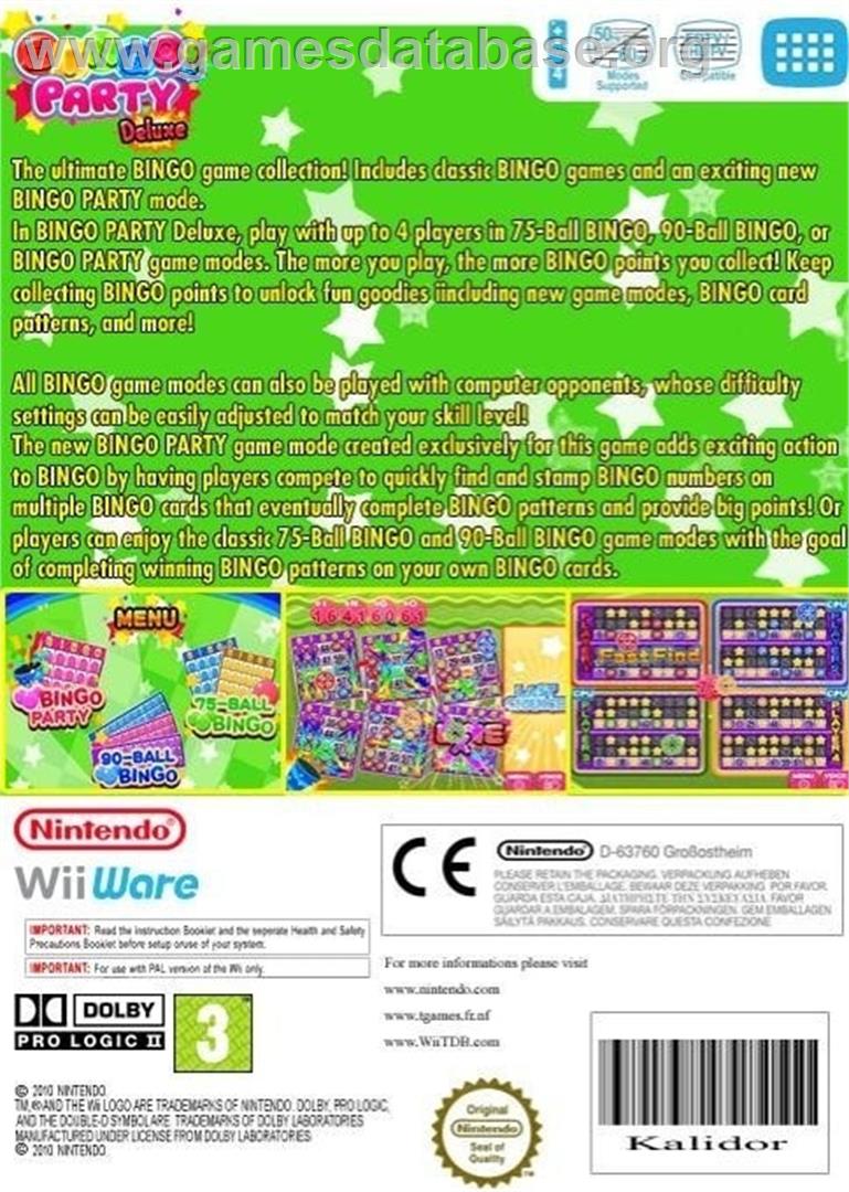 Bingo Party Deluxe - Nintendo Wii - Artwork - Box Back