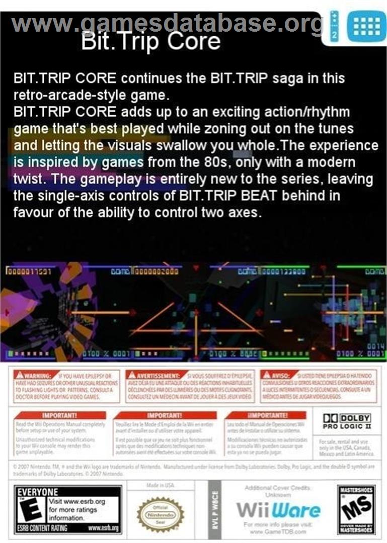 Bit.trip Core - Nintendo Wii - Artwork - Box Back