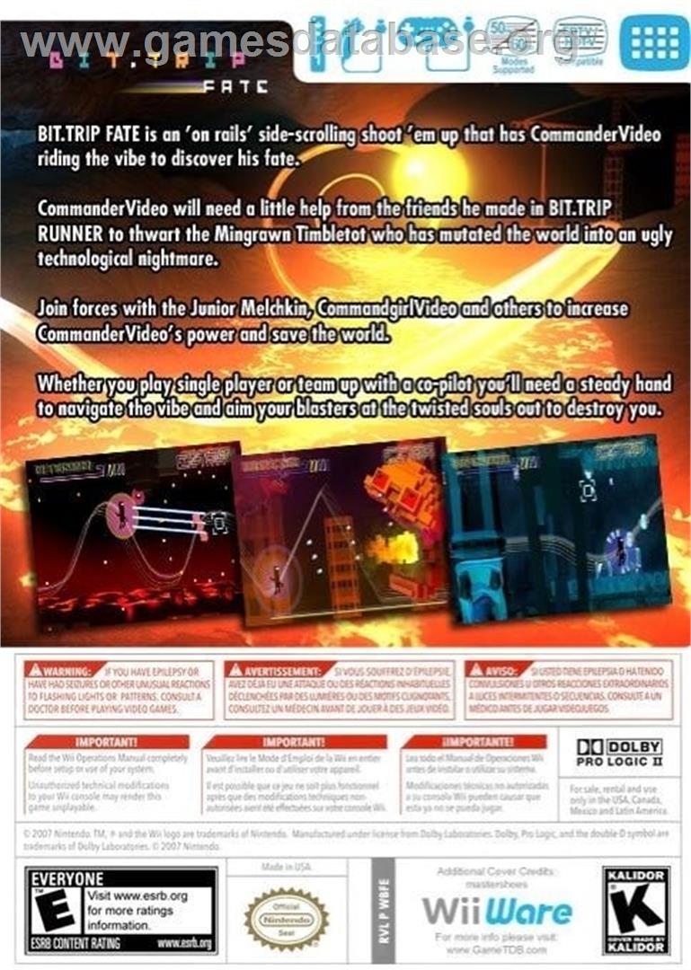 Bit.trip Fate - Nintendo Wii - Artwork - Box Back