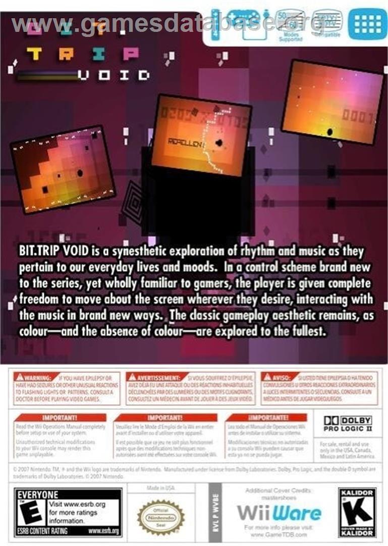Bit.trip Void - Nintendo Wii - Artwork - Box Back