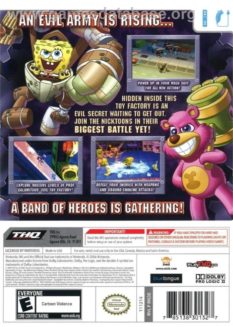 Bob L'eponge Et Ses Amis - Contre Les Robots-jouets - Nintendo Wii - Artwork - Box Back