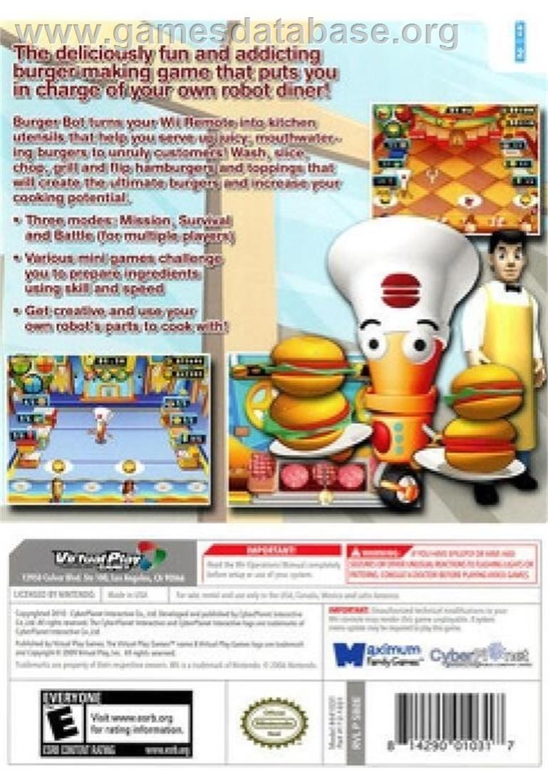 Burger Bot - Nintendo Wii - Artwork - Box Back