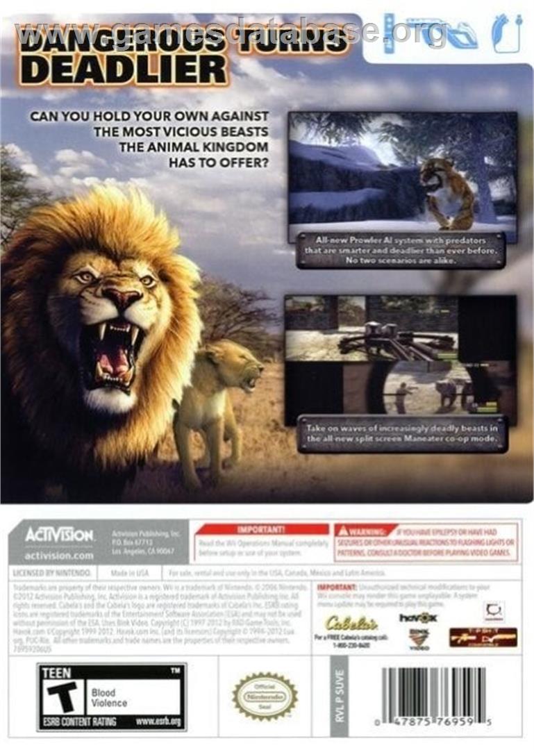 Cabela's Dangerous Hunts 2013 - Nintendo Wii - Artwork - Box Back