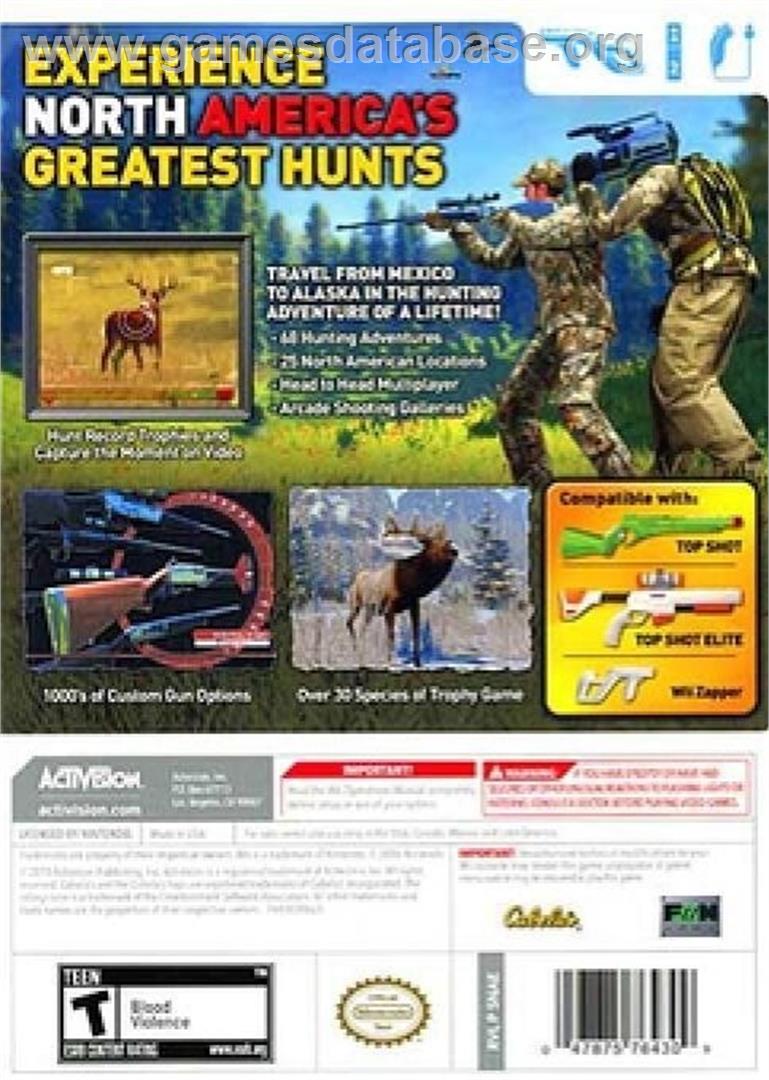 Cabela's North American Adventures - Nintendo Wii - Artwork - Box Back