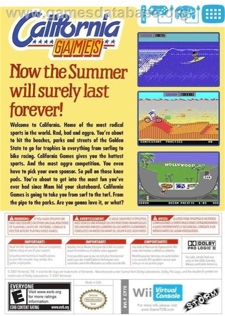 California Games (C64) - Nintendo Wii - Artwork - Box Back