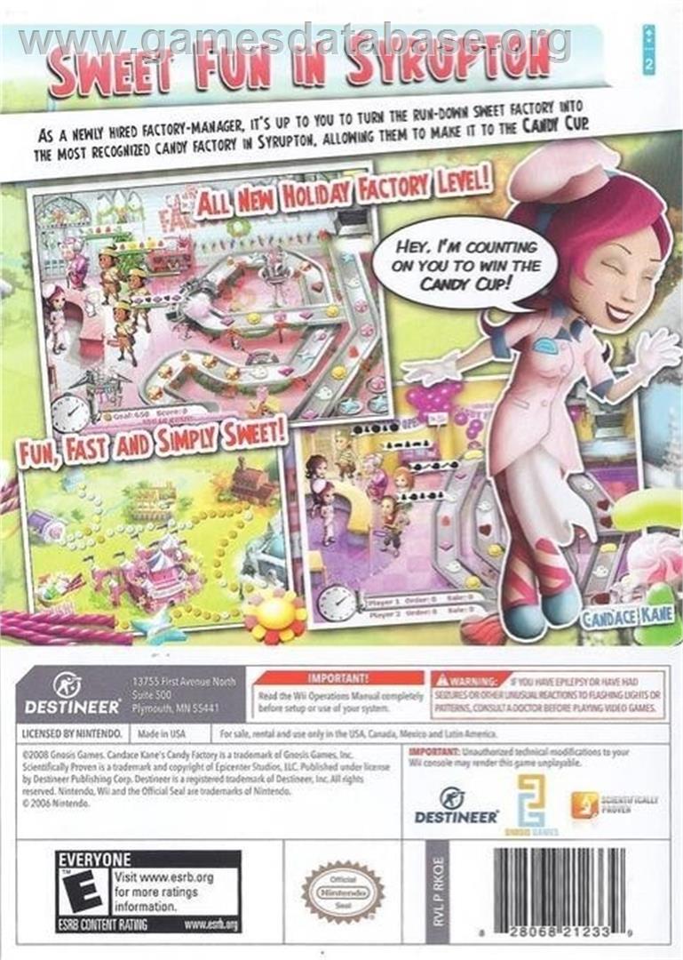 Candace Kane's Candy Factory - Nintendo Wii - Artwork - Box Back