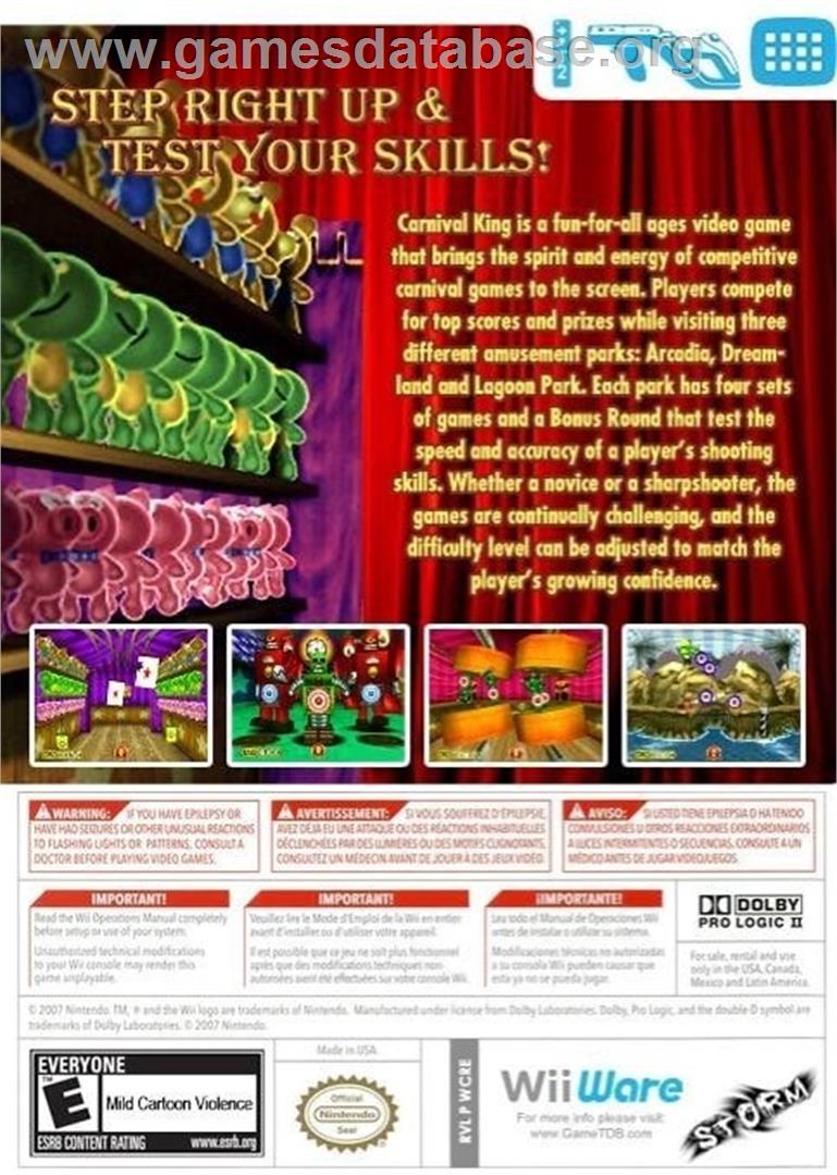 Carnival King - Nintendo Wii - Artwork - Box Back