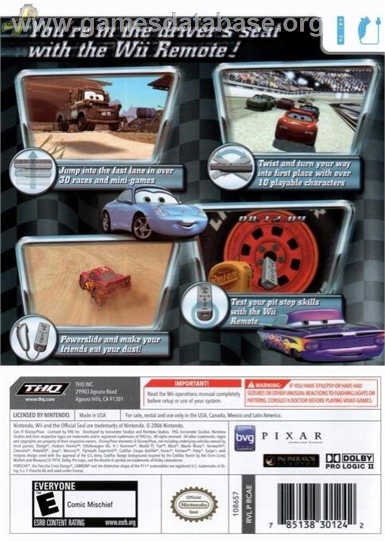 Cars - Nintendo Wii - Artwork - Box Back