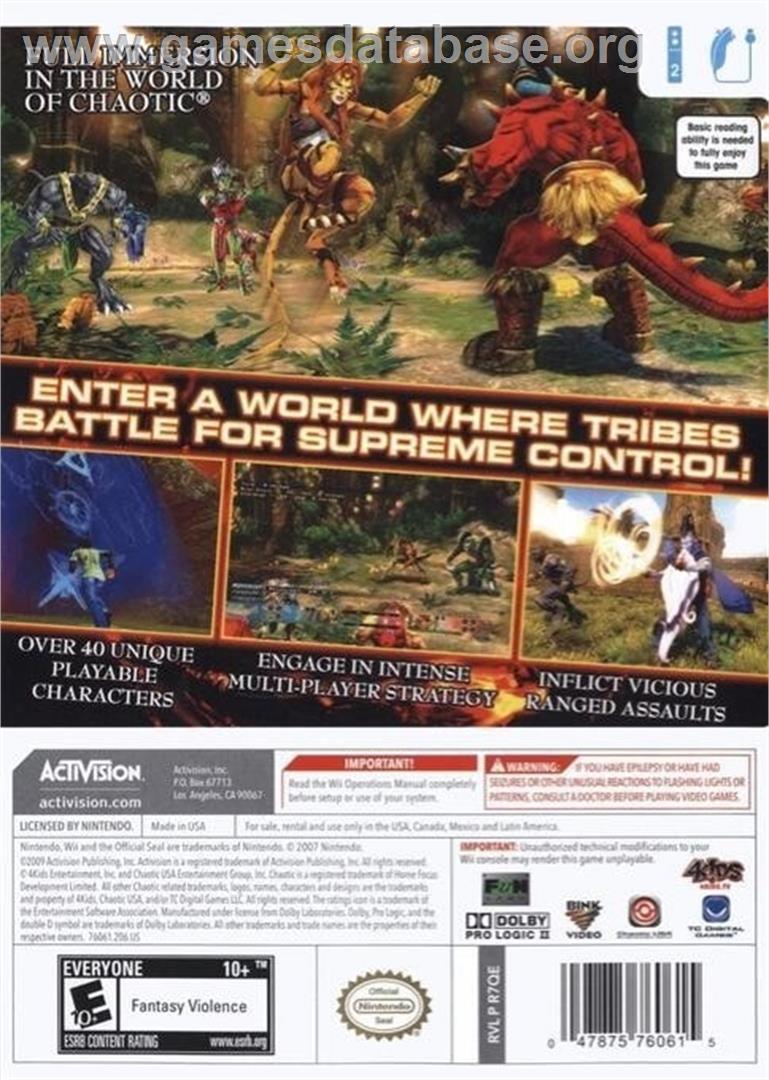 Chaotic - Shadow Warriors - Nintendo Wii - Artwork - Box Back