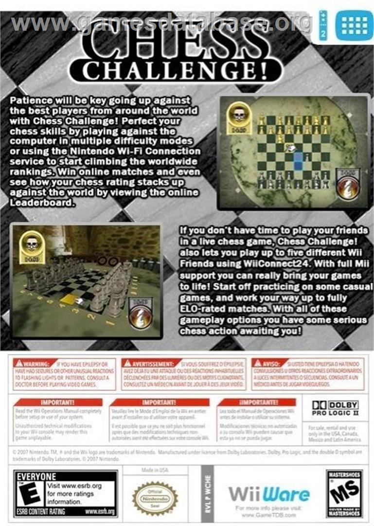 Chess Challenge! - Nintendo Wii - Artwork - Box Back