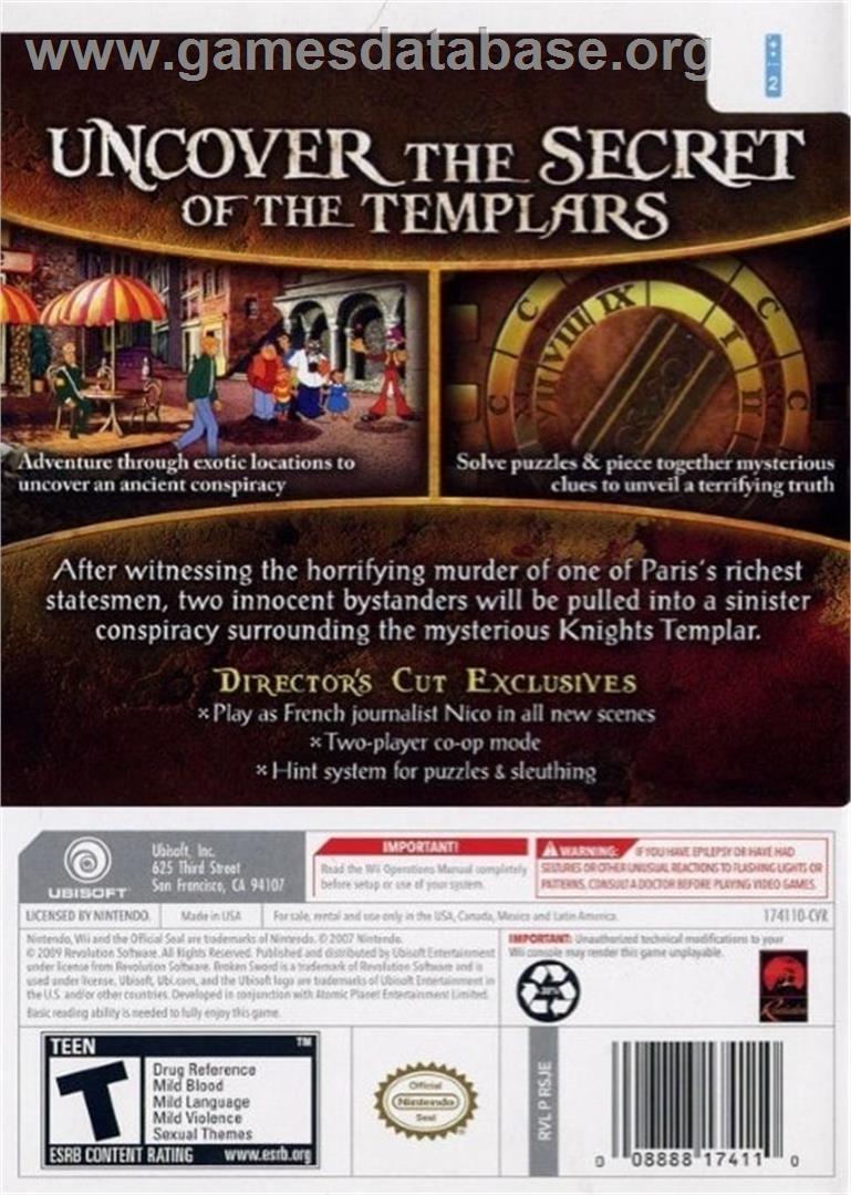 Chevaliers De Baphomet - The Director's Cut, Les - Nintendo Wii - Artwork - Box Back