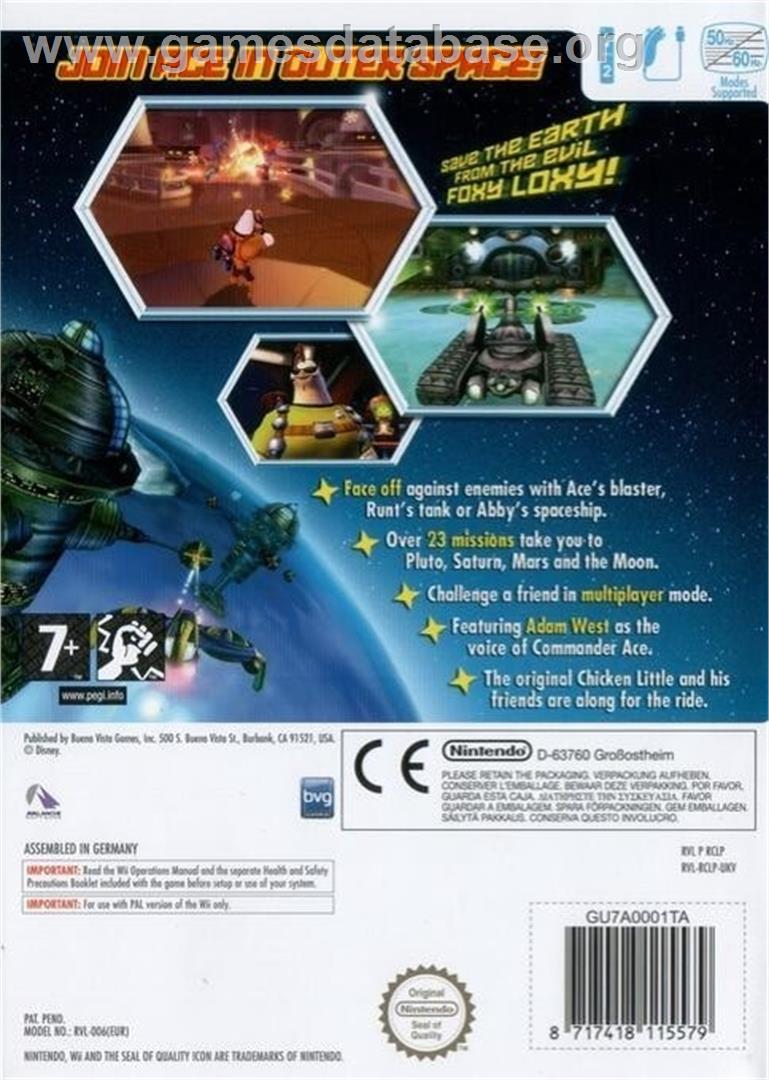 Chicken Little - Ace In Action - Nintendo Wii - Artwork - Box Back