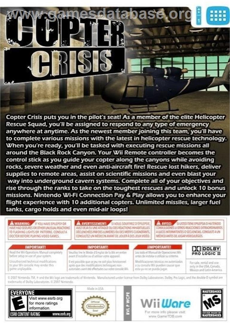 Copter Crisis - Nintendo Wii - Artwork - Box Back