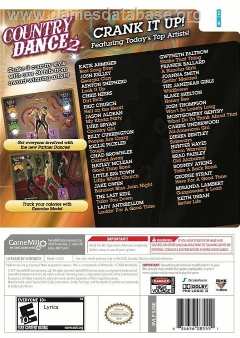 Country Dance 2 - Nintendo Wii - Artwork - Box Back