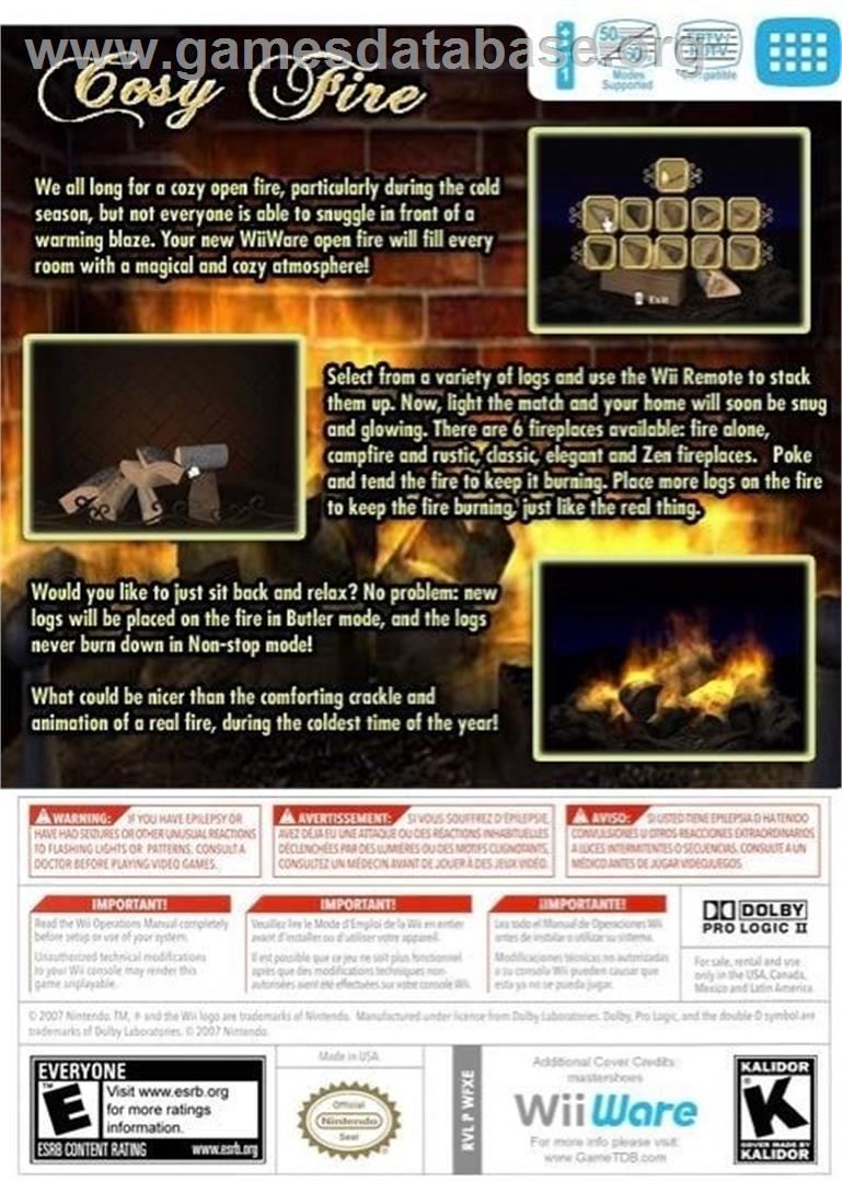 Cozy Fire - Nintendo Wii - Artwork - Box Back