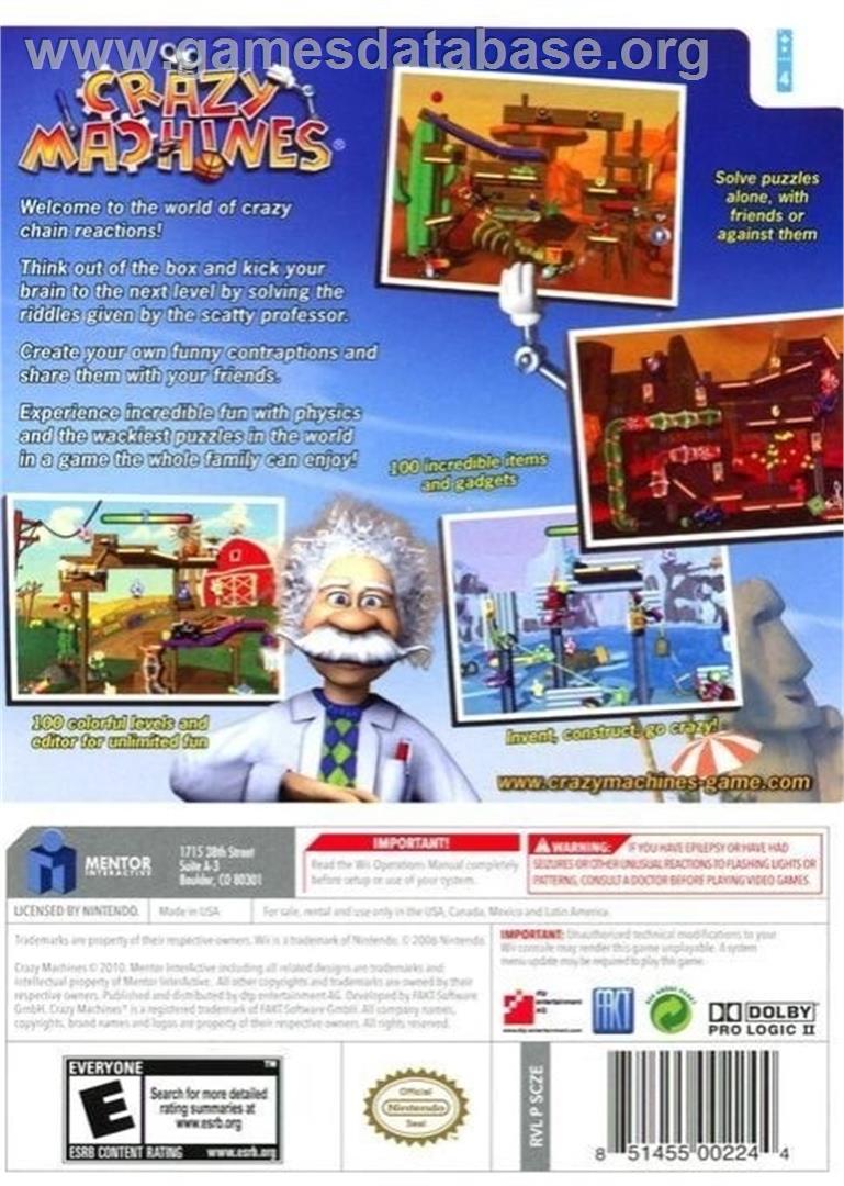 Crazy Machines - Nintendo Wii - Artwork - Box Back