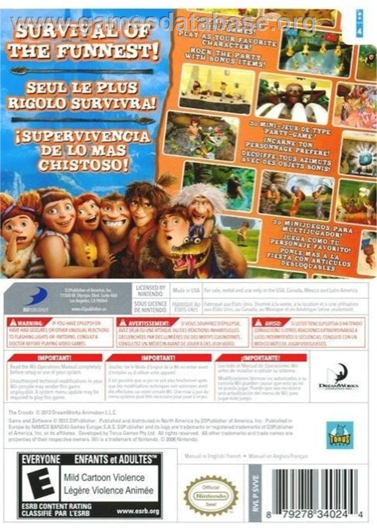 Croods - Fête Préhistorique, Les - Nintendo Wii - Artwork - Box Back