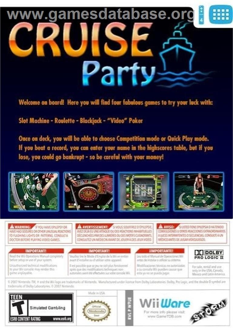 Cruise Party - Nintendo Wii - Artwork - Box Back