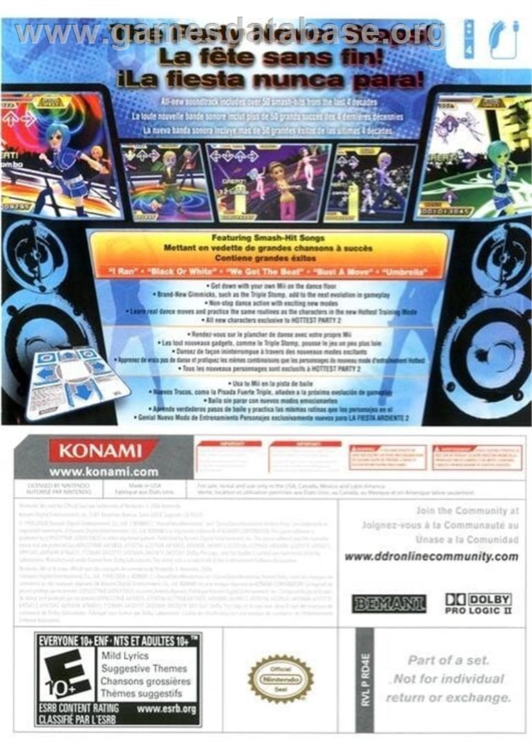 Dance Dance Revolution - Hottest Party 2 - Nintendo Wii - Artwork - Box Back