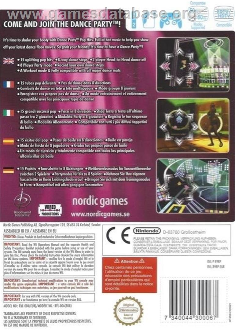 Dance Party Pop Hits - Nintendo Wii - Artwork - Box Back