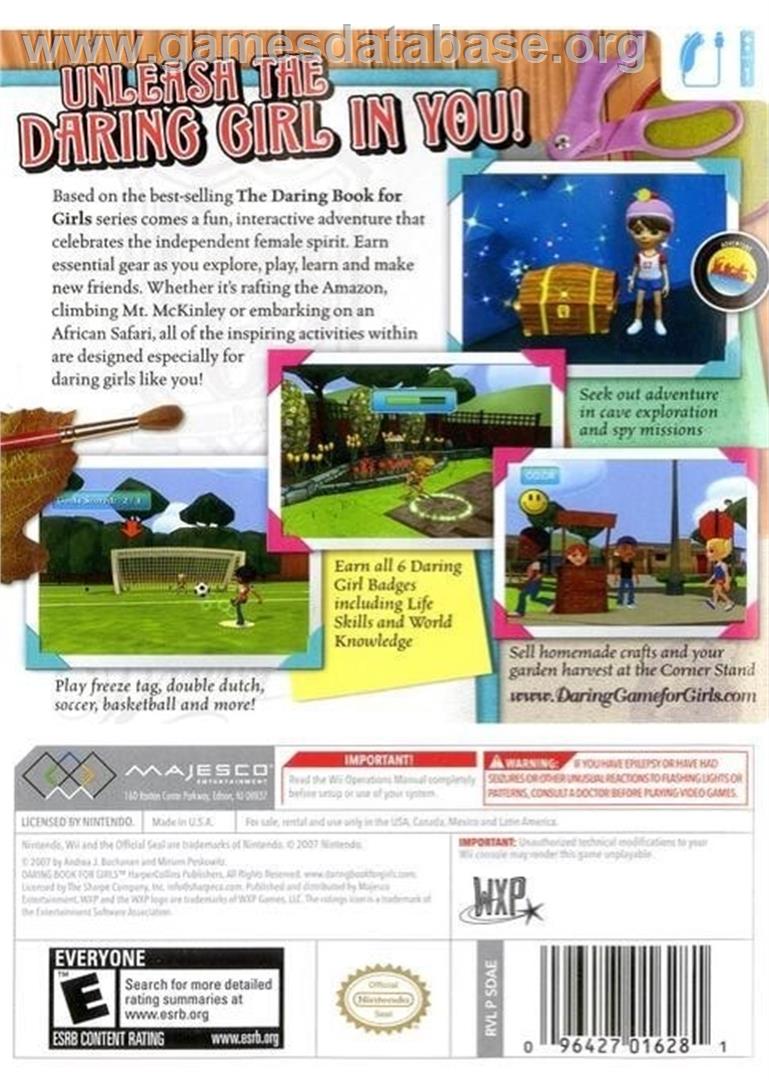 Daring Game For Girls, The - Nintendo Wii - Artwork - Box Back