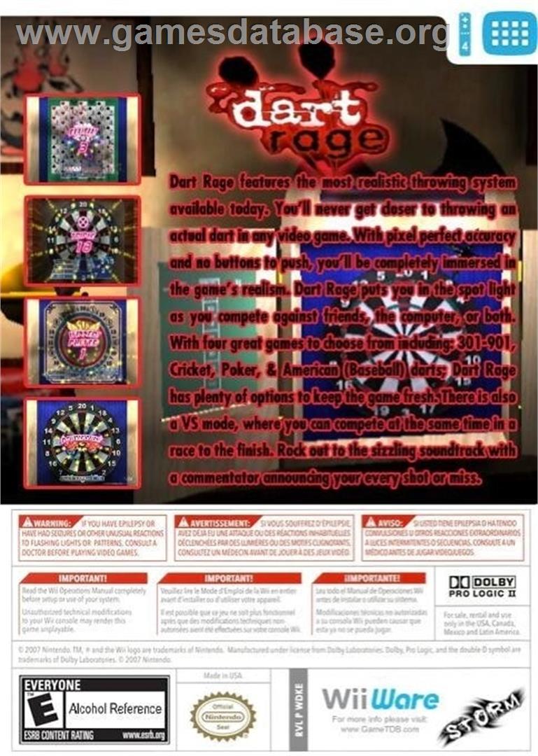Dart Rage - Nintendo Wii - Artwork - Box Back