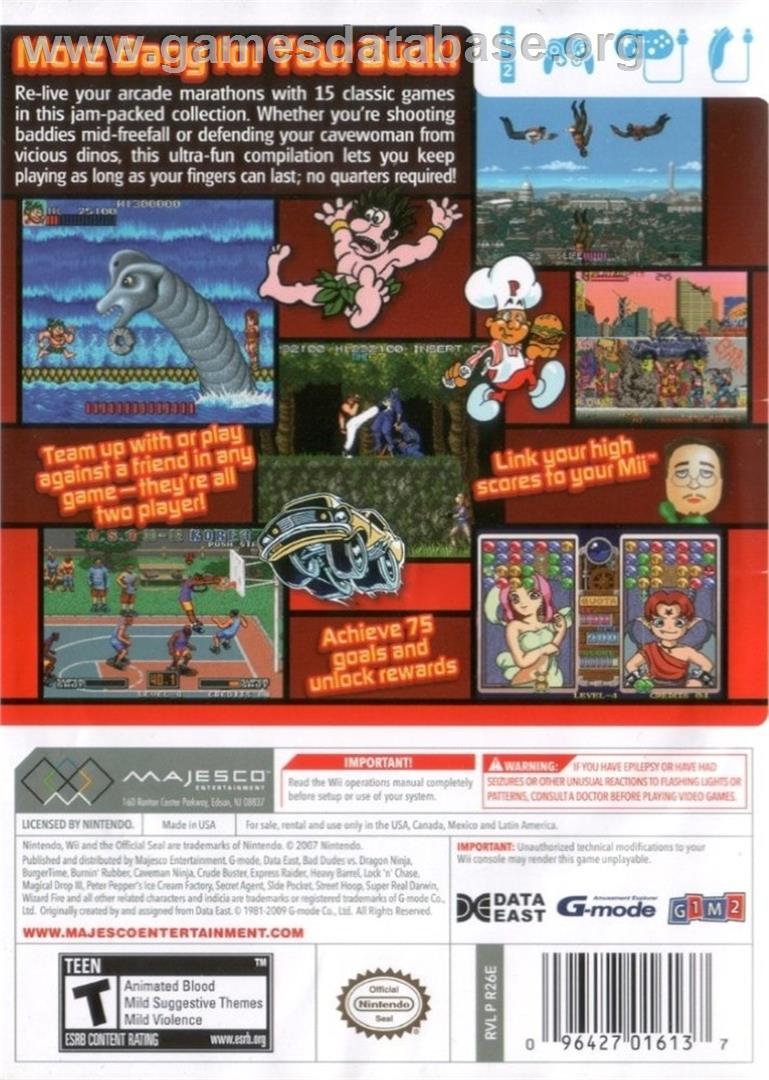 Data East Arcade Classics - Nintendo Wii - Artwork - Box Back