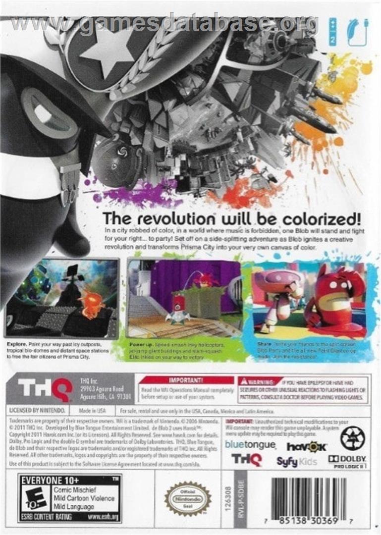 De Blob 2 - Nintendo Wii - Artwork - Box Back