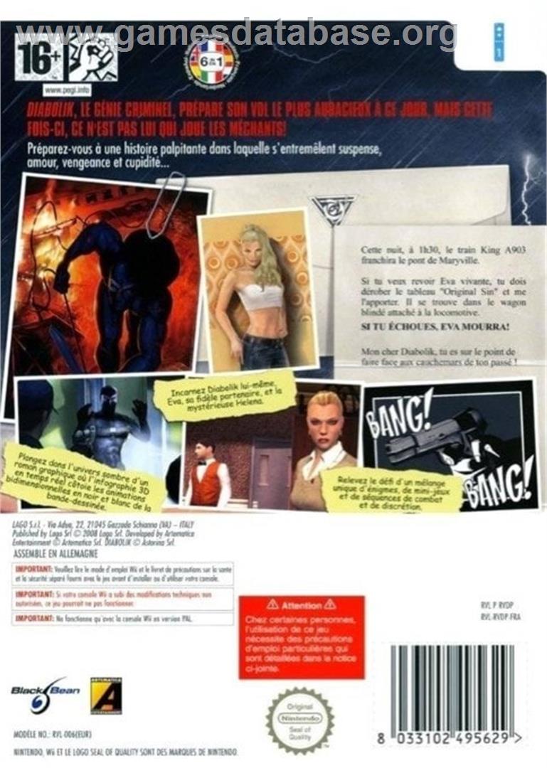 Diabolik - The Original Sin - Nintendo Wii - Artwork - Box Back