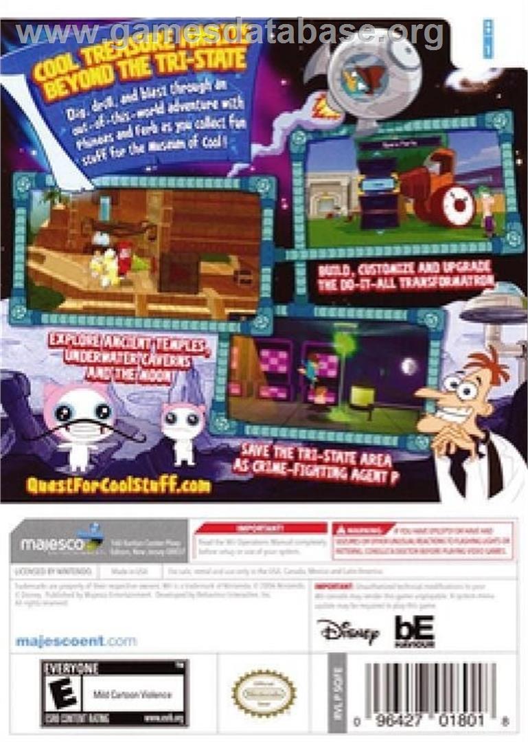 Disney Phineas And Ferb - Quest For Cool Stuff - Nintendo Wii - Artwork - Box Back