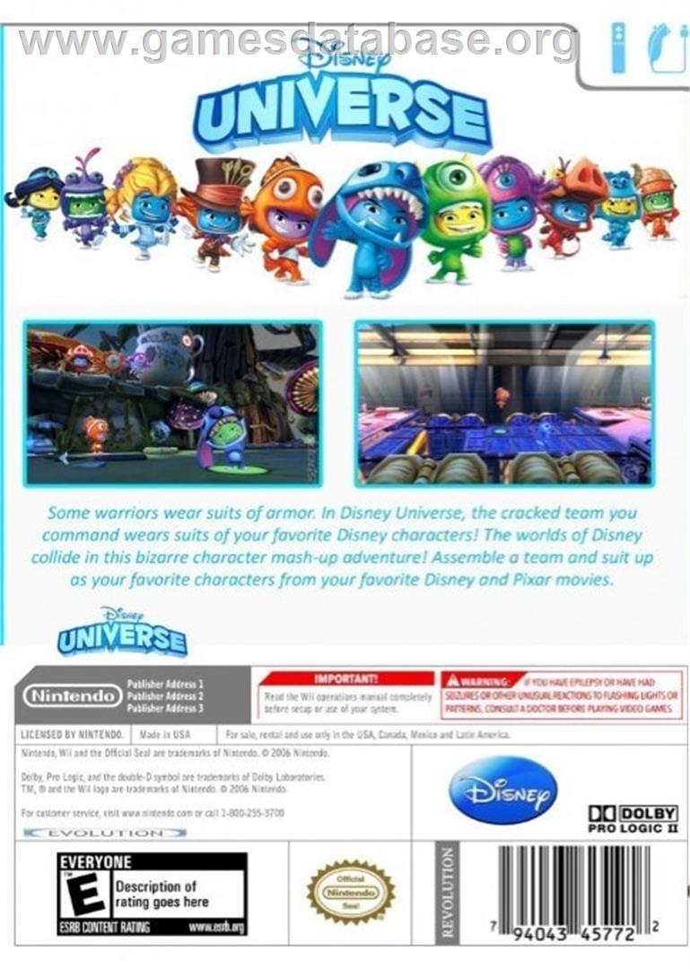 Disney Universe - Nintendo Wii - Artwork - Box Back