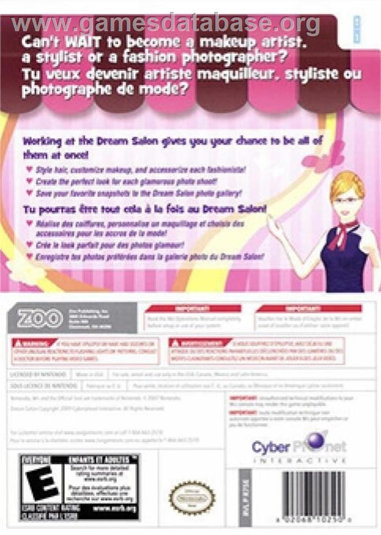 Dream Salon - Nintendo Wii - Artwork - Box Back