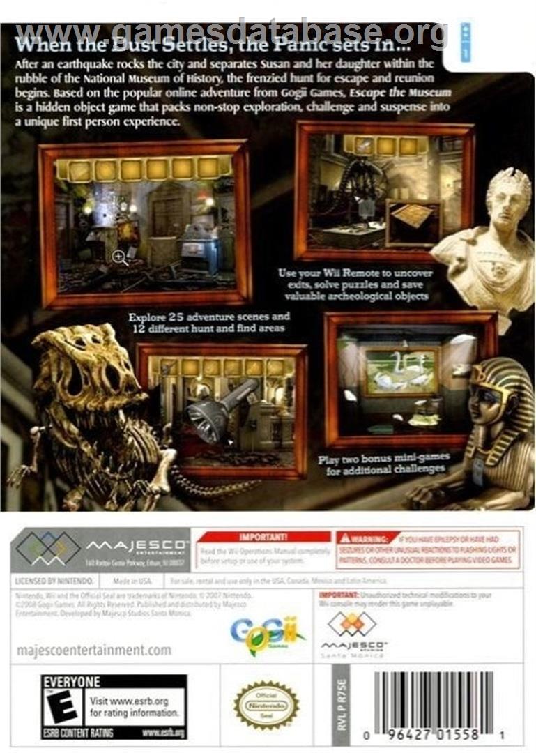 Escape The Museum - Nintendo Wii - Artwork - Box Back